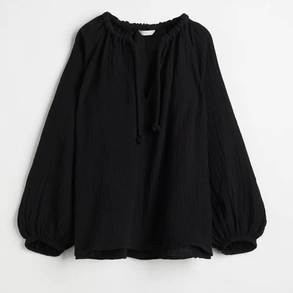 H&M Black Cotton Gauze Blouse